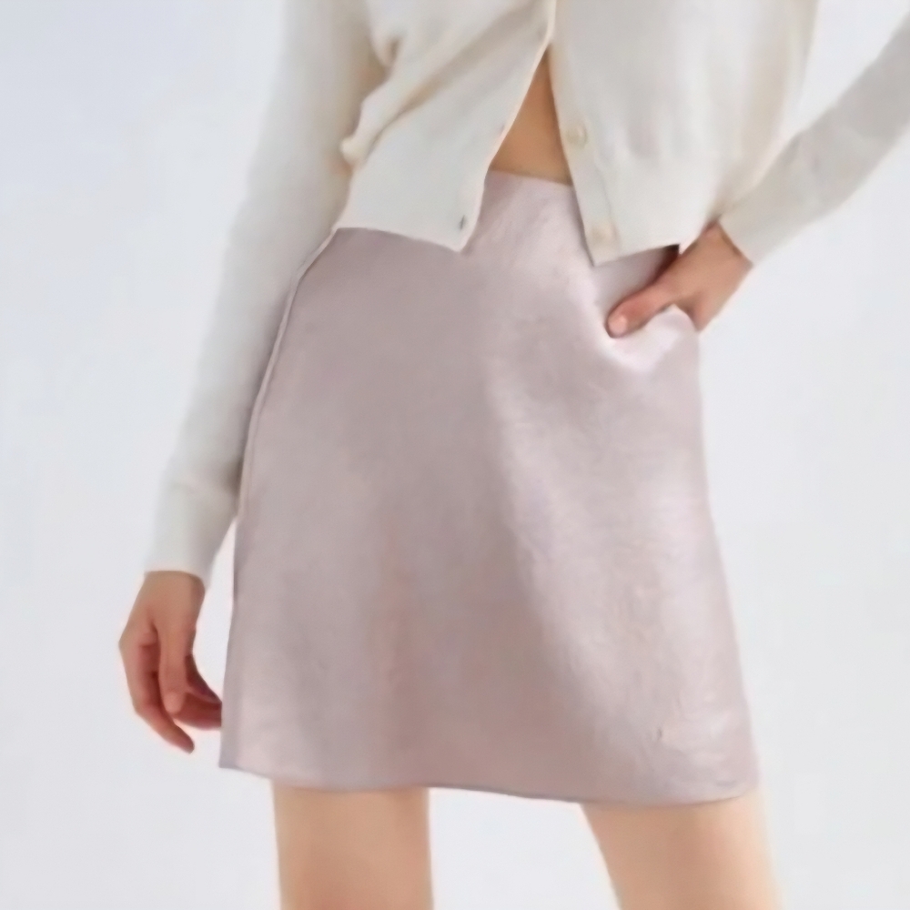 Babaton Lilac A-Line Satiny Effortless Feminine Night Out  Mini Skirt